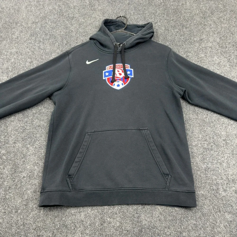 Burlington Soccer Nike Hoodie Men M Black Fleece Pullover Sportswear Athletic